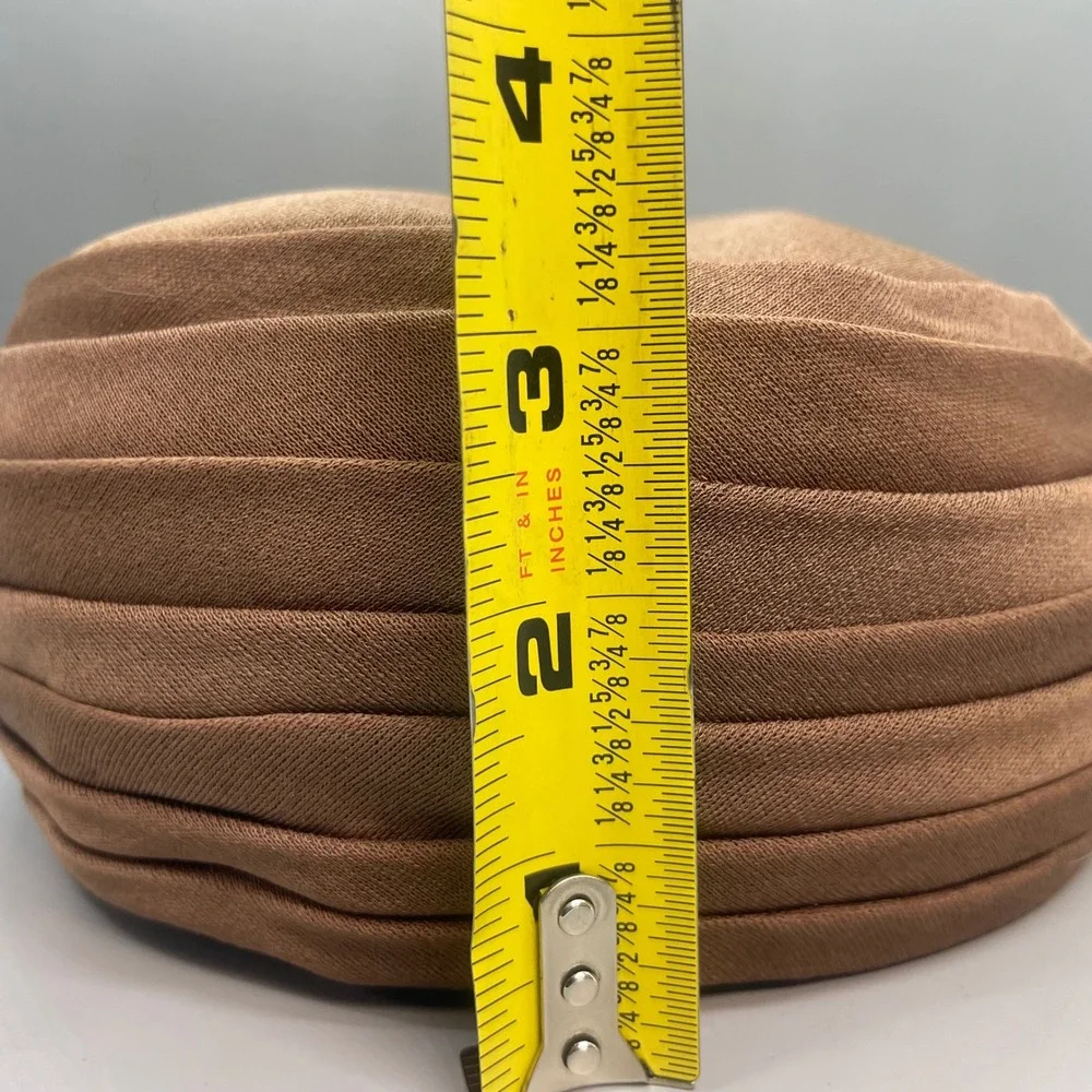 Vintage Stix Baer & Fuller Custom Made Pillbox Hat Tan Pleated Mid Century MCM
